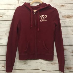 Maroon/ Burgundy colored Hollister hoodie jacket
